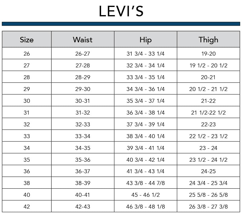 Levis Boys Size Chart