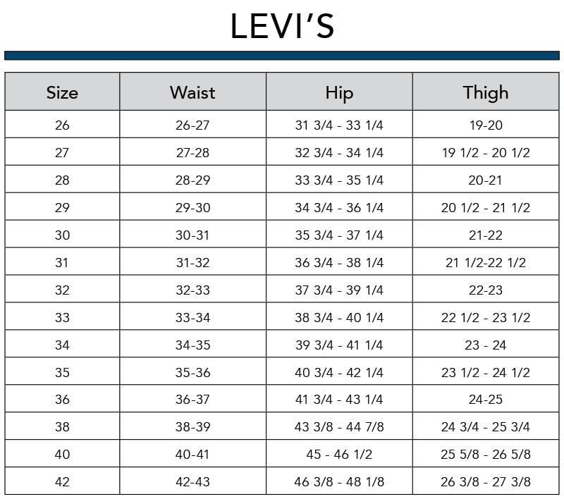 Levi Size Chart Women