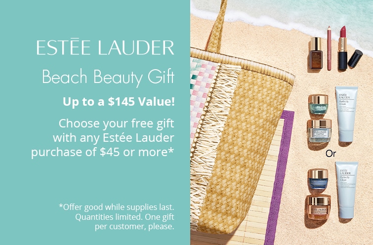 Shop Estee Lauder - receive makeup and skincare $45 with any Estee Lauder purchase