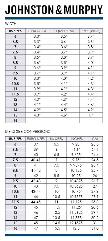 Johnston and murphy shoe sizing clearance