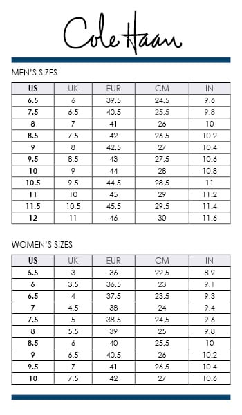 Cole Haan Size Chart - www.inf-inet.com