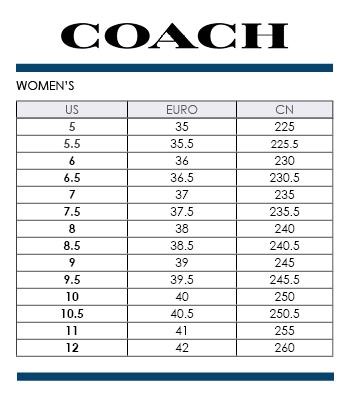 Coach Shoe Size Chart B