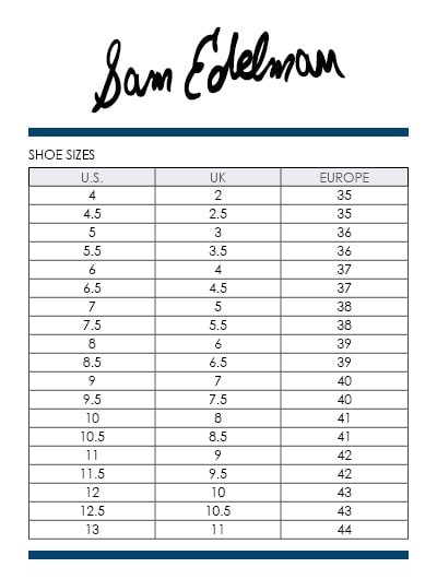 Sam Edelman Size Chart