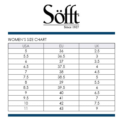 Sofft Size Chart