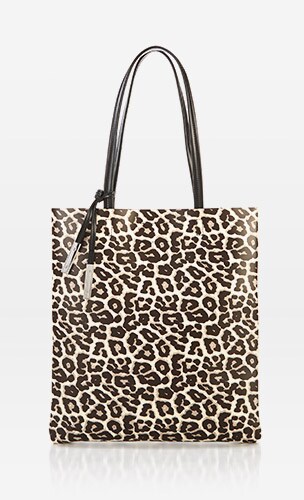 A black Calvin Klein brand tote bag
