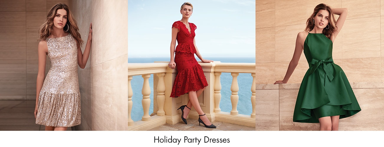 Models Wearing Three Different Holiday Dresses Models Wearing Three Different Holiday Dresses