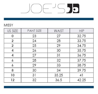 Joe S Jeans Women S Size Chart