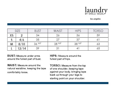 Shelli Segal Laundry Size Chart