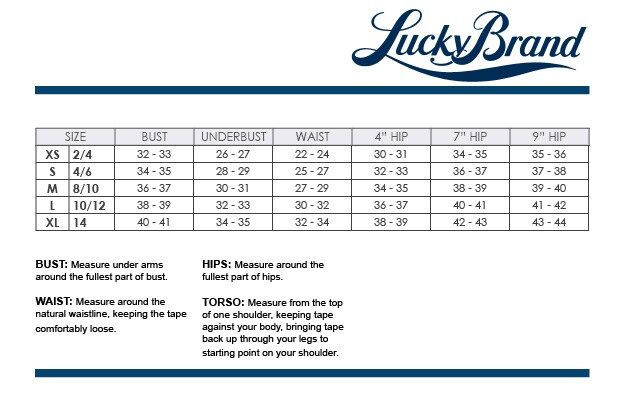 Lucky Brand Shorts Size Chart